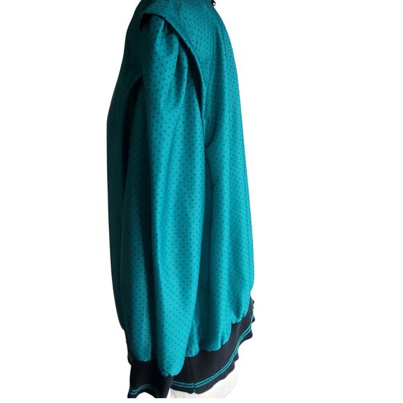 Vintage 80s Blouse  Polka Dot Ribbed Hem Size Large - Picture 5 of 5